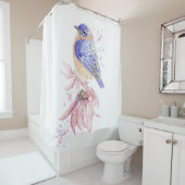 水彩ブルーバードガーデンバードアニマル自然 シャワーカーテン (インサイチュ)