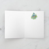 水彩ブルーパロットトロピカ結婚ルズサンキュー サンキューカード (内部)