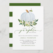 水彩ブルーパンプキンフローラベビーシャワー 招待状 (正面/裏面)