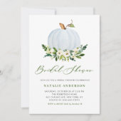 水彩ブルーパンプキンフローラ秋ブライダルシャワー 招待状 (正面)