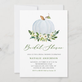 水彩ブルーパンプキンフローラ秋ブライダルシャワー 招待状