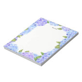 水彩ブルーパープルアジサイパーソナライズされた ノートパッド (回転)