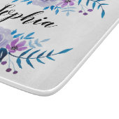 水彩ブルーパープルフローラリースカスタム文字 カッティングボード (角)