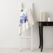 水彩ブルーパープルフローラリースカスタム文字 シェルパブランケット (インサイチュ)