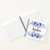 水彩ブルーパープルフローラリースカスタム文字 ノートブック (内部)
