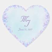 水彩ブルーパープル薄紫フラワーシール ハートシール (正面)