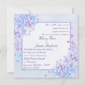 水彩ブルーパープル薄紫花招待状カード 招待状 (正面)