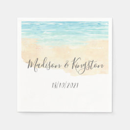 水彩ブルービーチ結婚式披露宴パーティー スタンダードカクテルナプキン