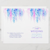 水彩ブルーピンクつる植物フローラ結婚式 (正面/裏面)