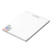 水彩ブルーピンクアジサイフローラ ノートパッド (回転)