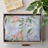 水彩ブルーピンクアジサイ牡丹春フローラ 薄葉紙 (ギフト)