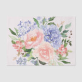 水彩ブルーピンクアジサイ牡丹春フローラ 薄葉紙 (正面)