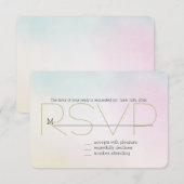 水彩ブルーピンクイエロー絞り染めRSVP 出欠カード (正面/裏面)