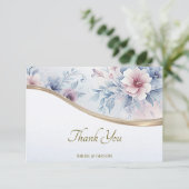 水彩ブルーピンクフローラサンキューカード サンキューカード (スタンド正面)