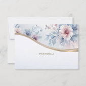 水彩ブルーピンクフローラサンキューカード サンキューカード (裏面)