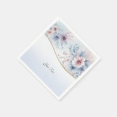 水彩ブルーピンクフローラナプキン スタンダードカクテルナプキン (角)