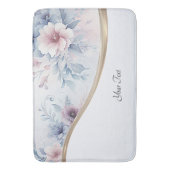 水彩ブルーピンクフローラバスマット バスマット (正面縦)