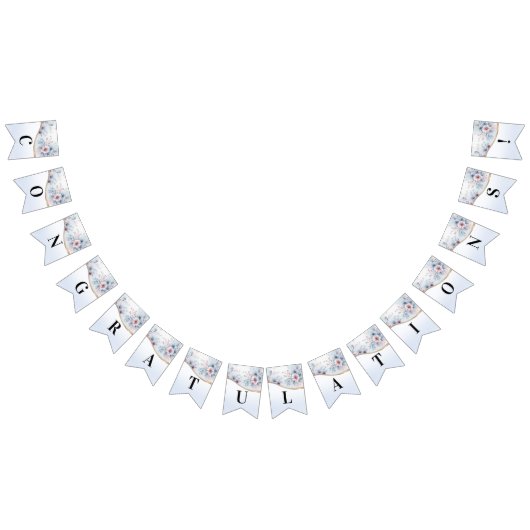 水彩ブルーピンクフローラバンティングフラグ バンティングフラッグ (全)