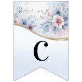 水彩ブルーピンクフローラバンティングフラグ バンティングフラッグ (第1の旗)