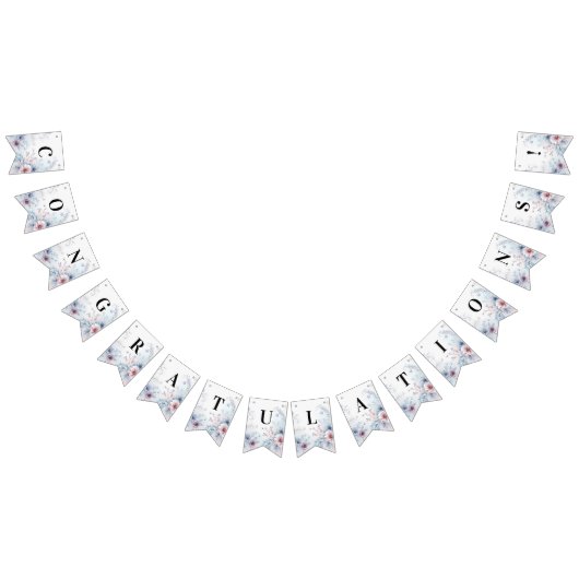 水彩ブルーピンクフローラバンティングフラグ バンティングフラッグ (全)