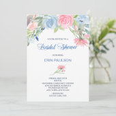 水彩ブルーピンクフローラブライダルシャワー招待状 招待状 (スタンド正面)