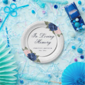 水彩ブルーピンクフローラメモリアル葬儀 ペーパープレート (パーティー)