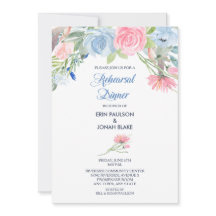 水彩ブルーピンクフローラリハーサルディナー