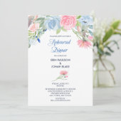 水彩ブルーピンクフローラリハーサルディナー 招待状 (スタンド正面)