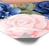 水彩ブルーピンクフローラ写真葬式サイン ポスター (角)