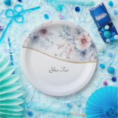 水彩ブルーピンクフローラ紙プレート ペーパープレート (パーティー)