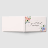 水彩ブルーピンクフローラ結婚ズゲストブック ゲストブック (全面)