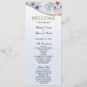 水彩ブルーピンクフローラ結婚式 プログラム (正面)