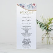 水彩ブルーピンクフローラ結婚式 プログラム (スタンド正面)