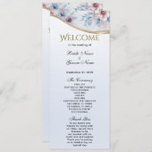 水彩ブルーピンクフローラ結婚式 プログラム (正面/裏面)