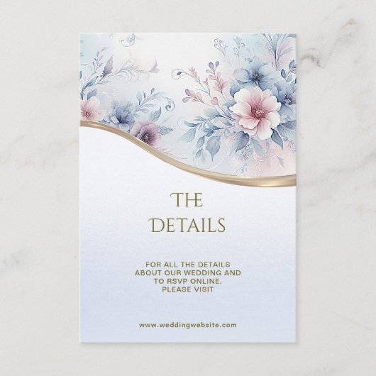 水彩ブルーピンクフローラ詳細 エンクロージャーカード (正面)