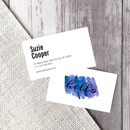 水彩ブルーピンクモダン 名刺