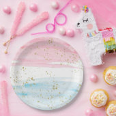 水彩ブルーピンク性別リビールパーティー ペーパープレート (パーティー)