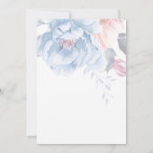 水彩ブルーピーチフローラかわいい結婚スクリプト 招待状 (裏面)