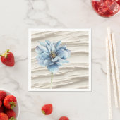 水彩ブルーフラワーオンアイボリー抽象芸術 スタンダードカクテルナプキン (インサイチュ)