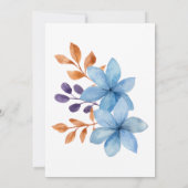 水彩ブルーフラワーグリーナリー任意の年齢誕生日 招待状 (裏面)