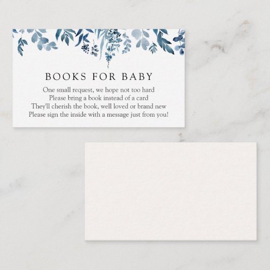 水彩ブルーフラワーズベビー差し込みカード エンクロージャーカード (正面/裏面)