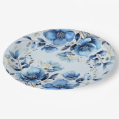 水彩ブルーフラワーズ紙プレート ペーパープレート (アングル)