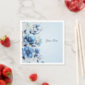 水彩ブルーフラワーナプキンス スタンダードカクテルナプキン (インサイチュ)