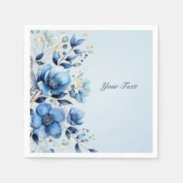 水彩ブルーフラワーナプキンス スタンダードカクテルナプキン