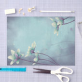 水彩ブルーフラワーフローラ切り離し 薄葉紙 (クラフト)