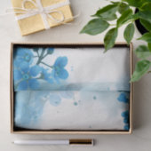 水彩ブルーフラワーフローラ切り離し 薄葉紙 (ギフト)