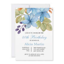 水彩ブルーフラワーボタニカルエイジ誕生日