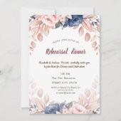 水彩ブルーフラワーリハーサルディナー 招待状 (正面)