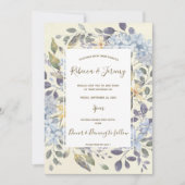 水彩ブルーフローラあじさい結婚式 招待状 (正面)