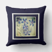 水彩ブルーフローラアクセント クッション (裏面)
